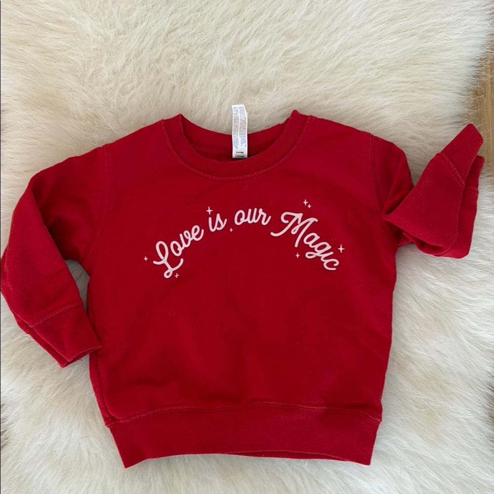 Love is our Magic Christmas Sweatshirt Wishing Elephant 3T EUC
